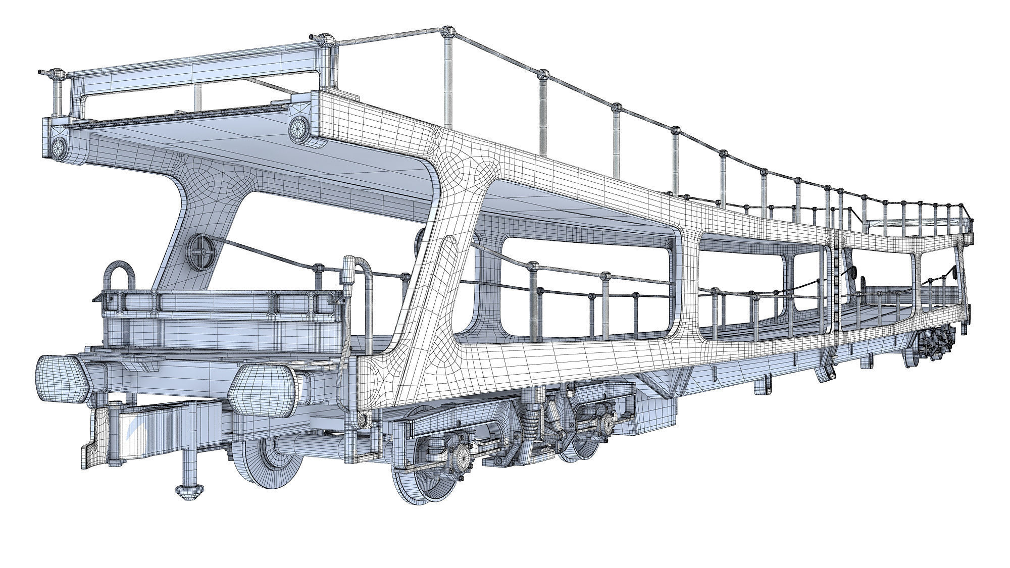 Car Transporter Railroad Wagon 3D model_22
