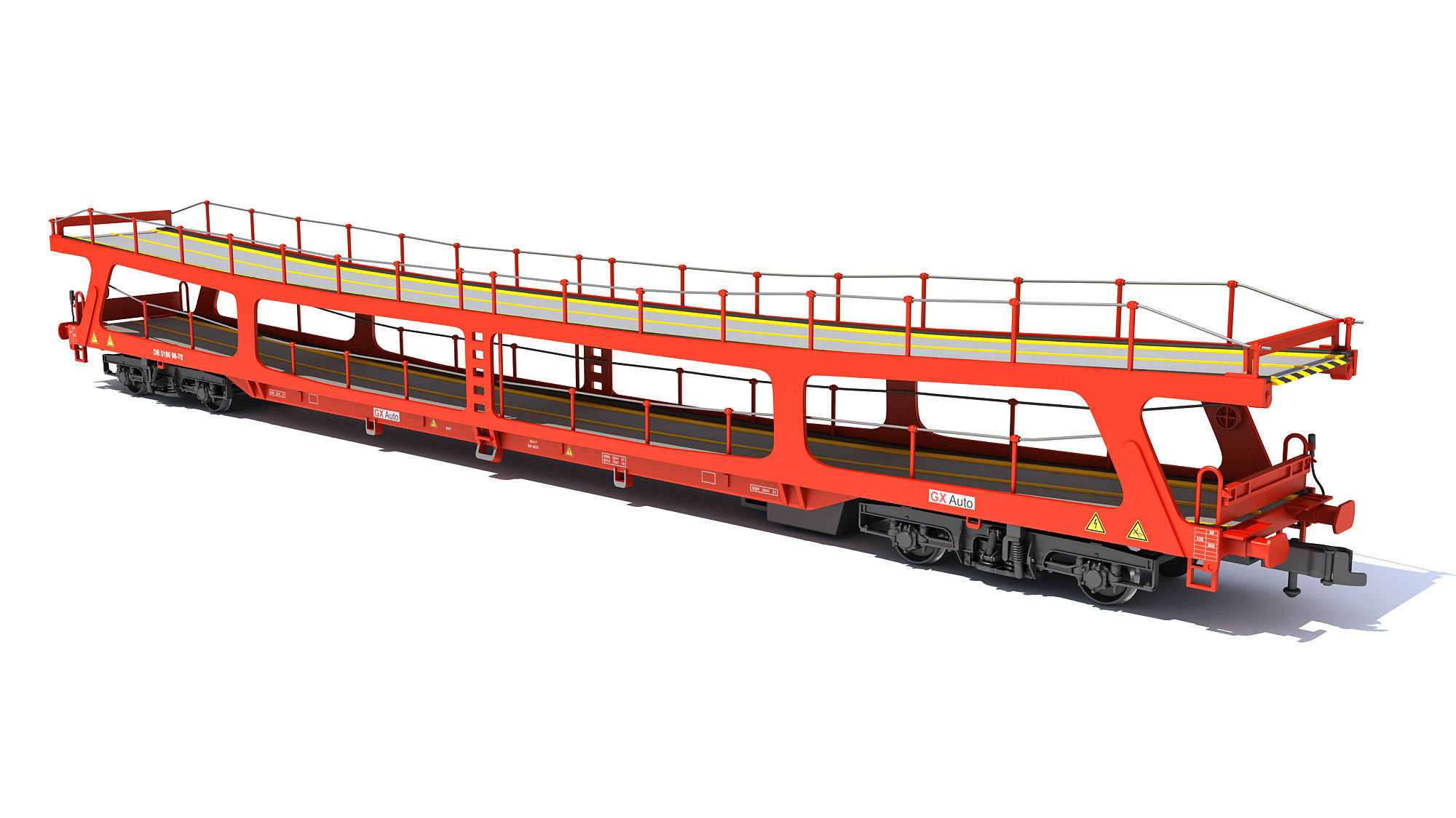 Car Transporter Railroad Wagon 3D model_10