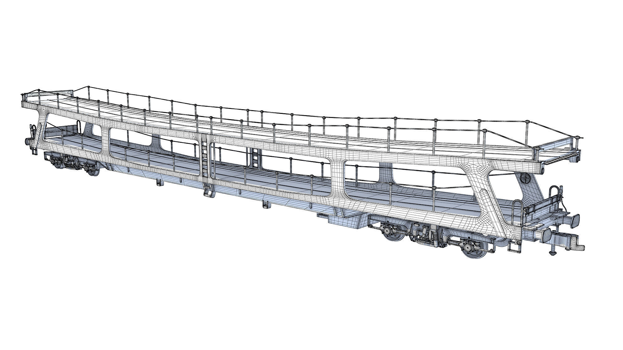 Car Transporter Railroad Wagon 3D model_20