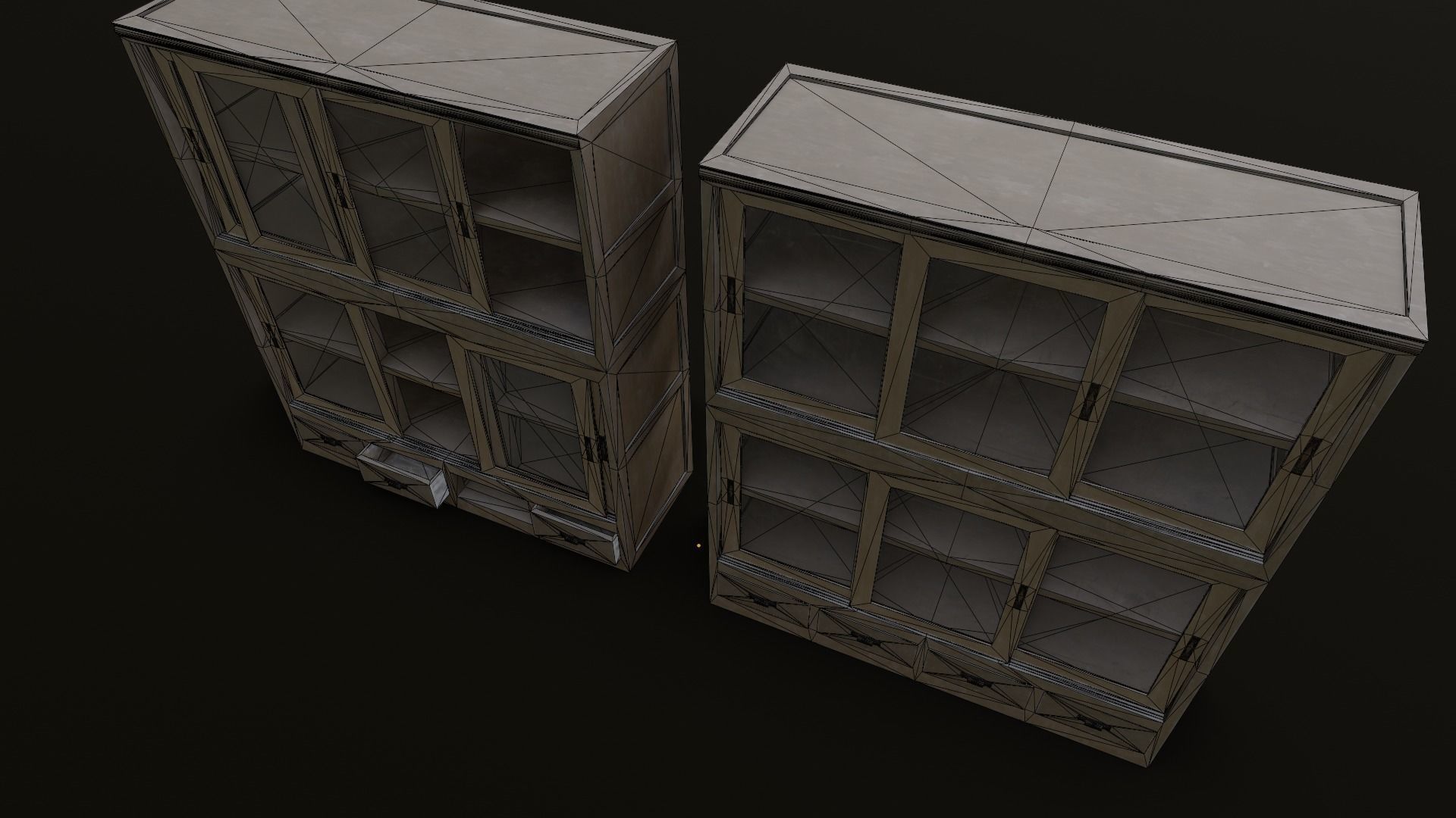 Old Japanese Shelf Low-poly 3D model_32