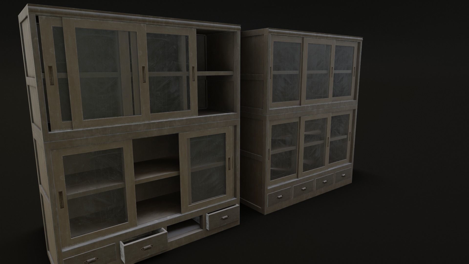 Old Japanese Shelf Low-poly 3D model_4