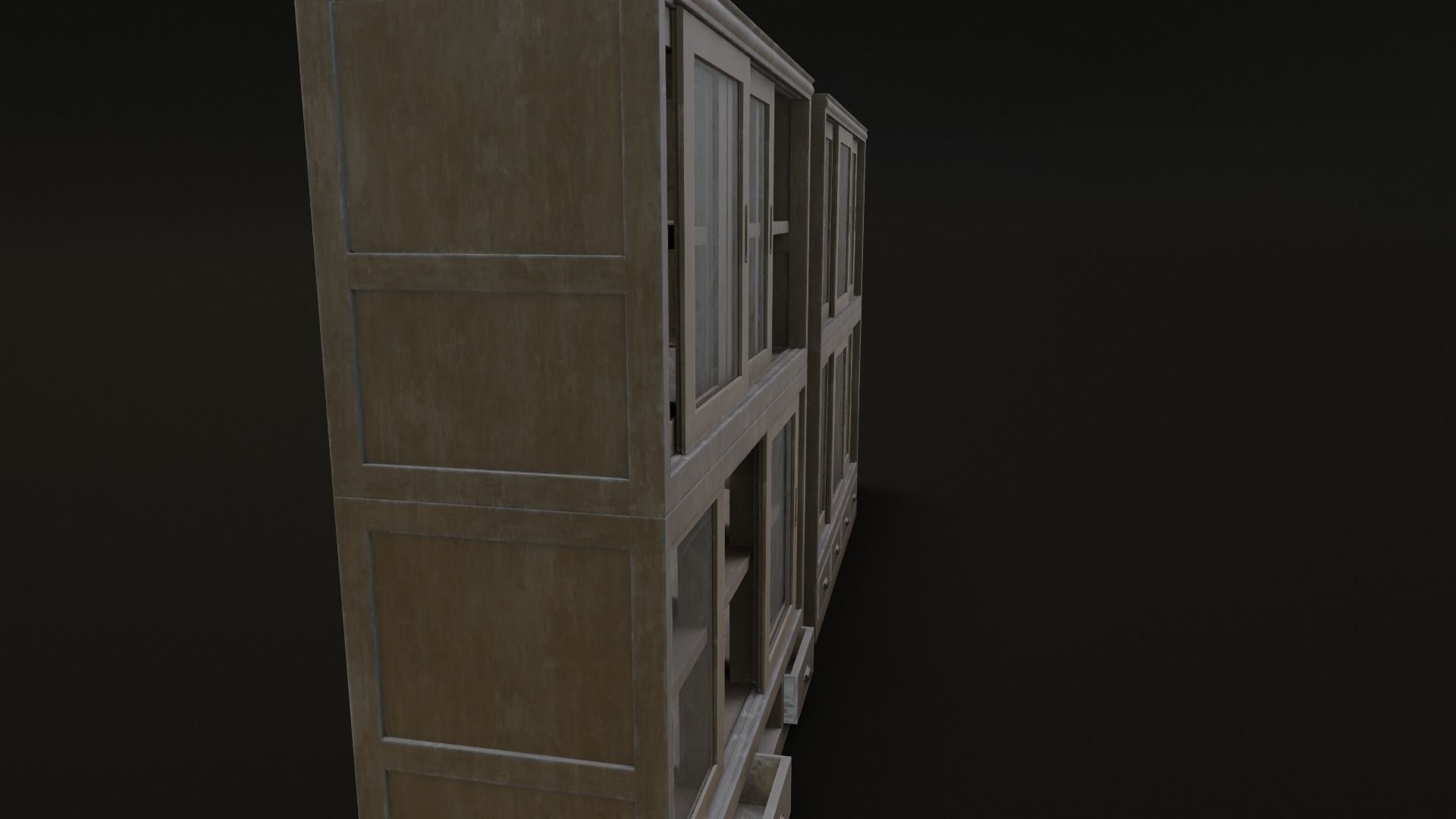 Old Japanese Shelf Low-poly 3D model_27