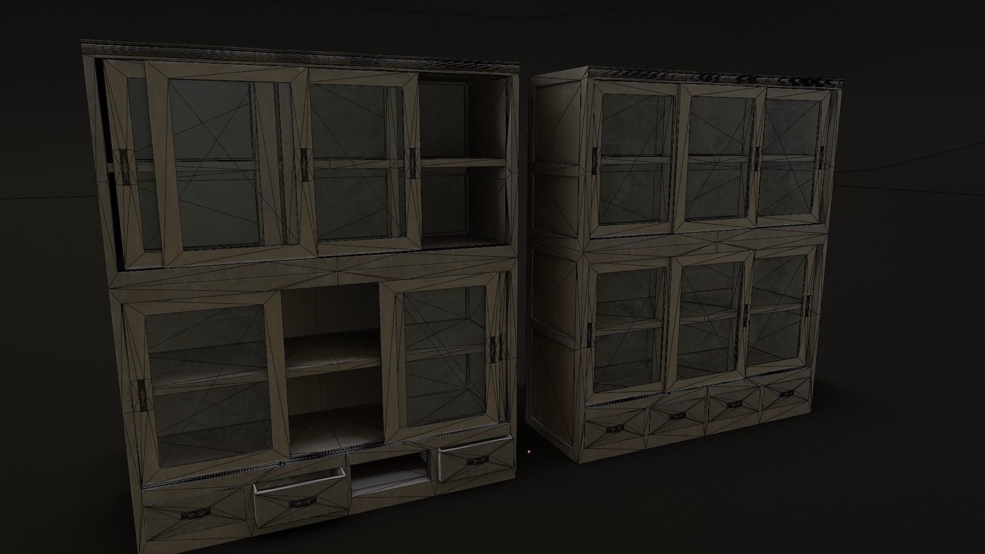 Old Japanese Shelf Low-poly 3D model_30