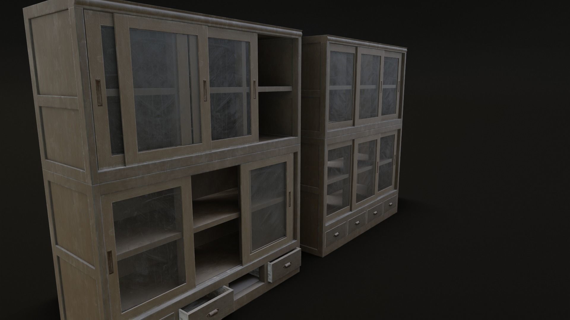 Old Japanese Shelf Low-poly 3D model_3