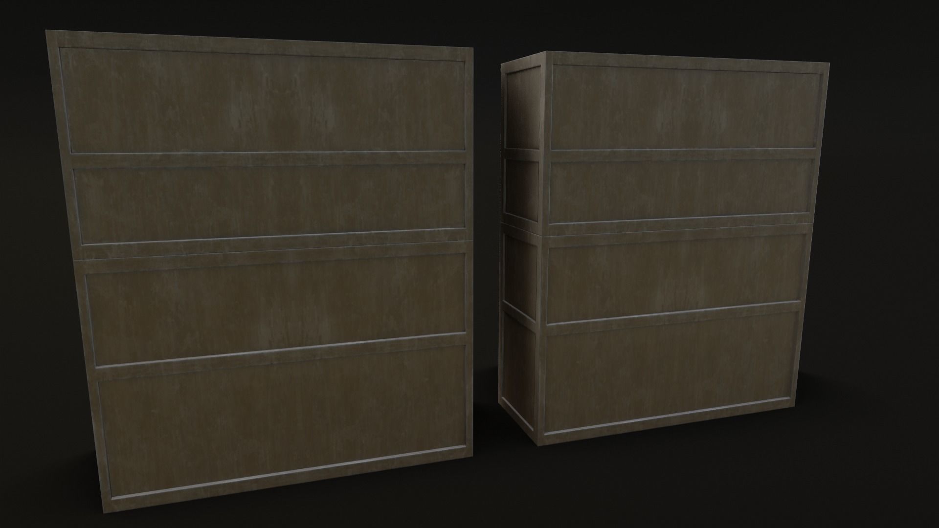 Old Japanese Shelf Low-poly 3D model_18