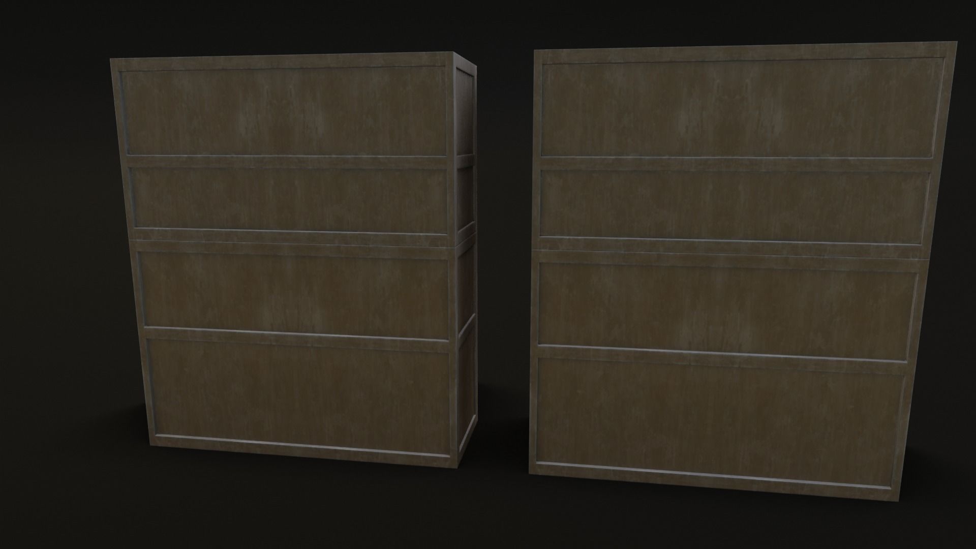 Old Japanese Shelf Low-poly 3D model_20