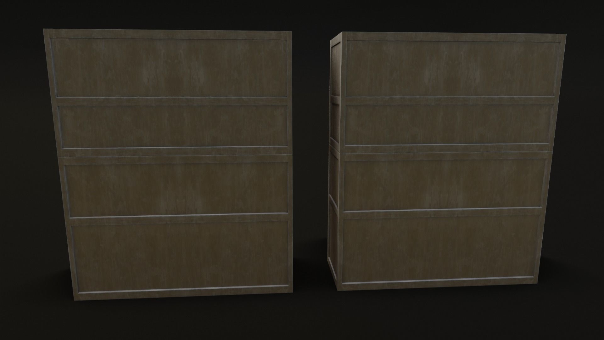 Old Japanese Shelf Low-poly 3D model_19