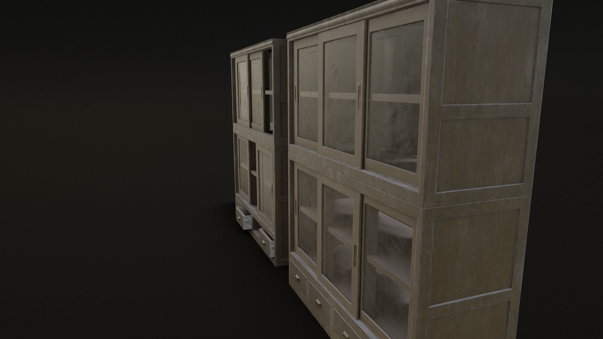 Old Japanese Shelf Low-poly 3D model_11