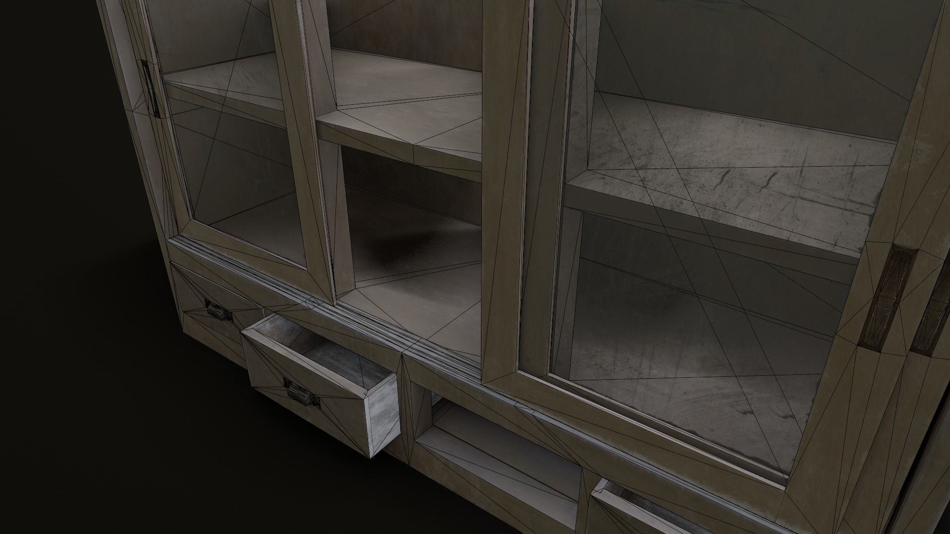 Old Japanese Shelf Low-poly 3D model_2