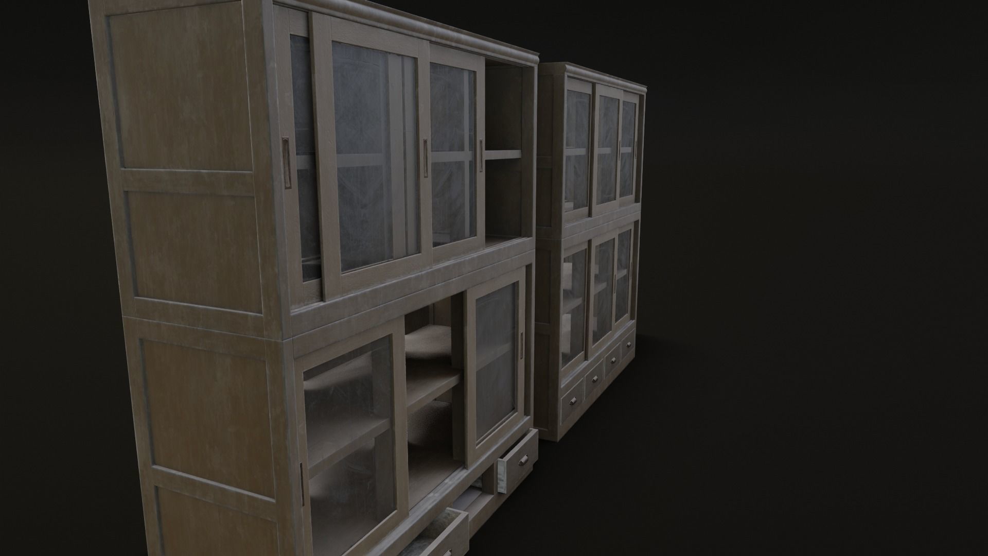 Old Japanese Shelf Low-poly 3D model_28