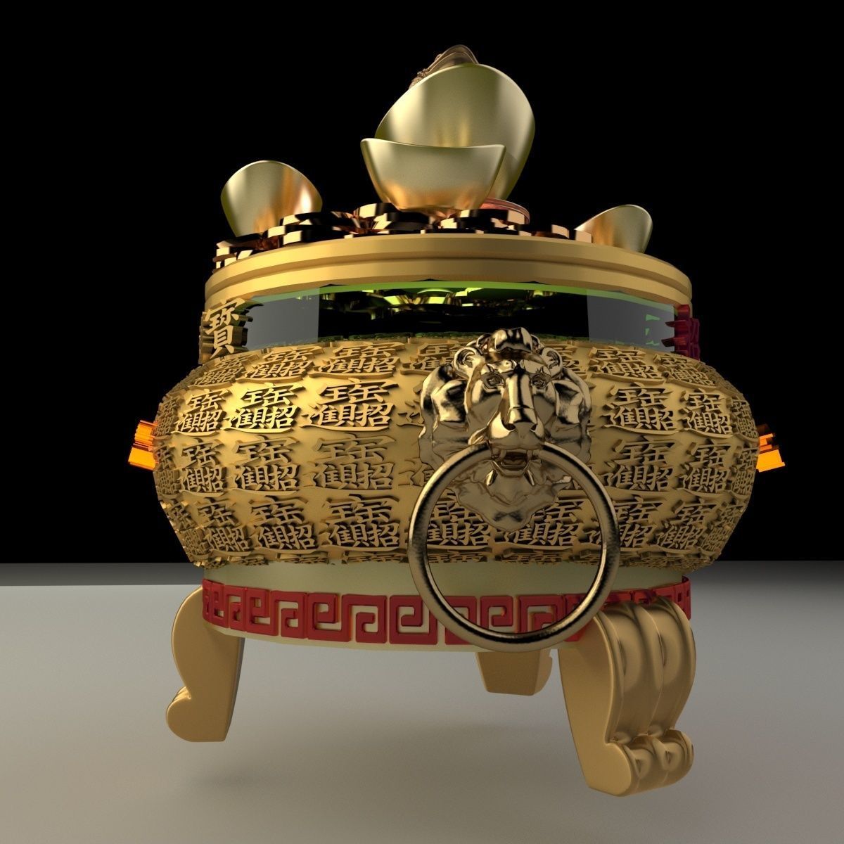 Chinese Gold Ingot 3D model_2