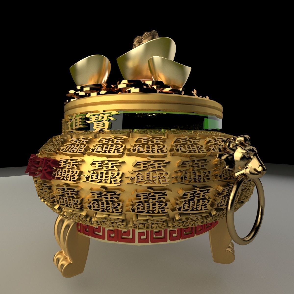 Chinese Gold Ingot 3D model_1