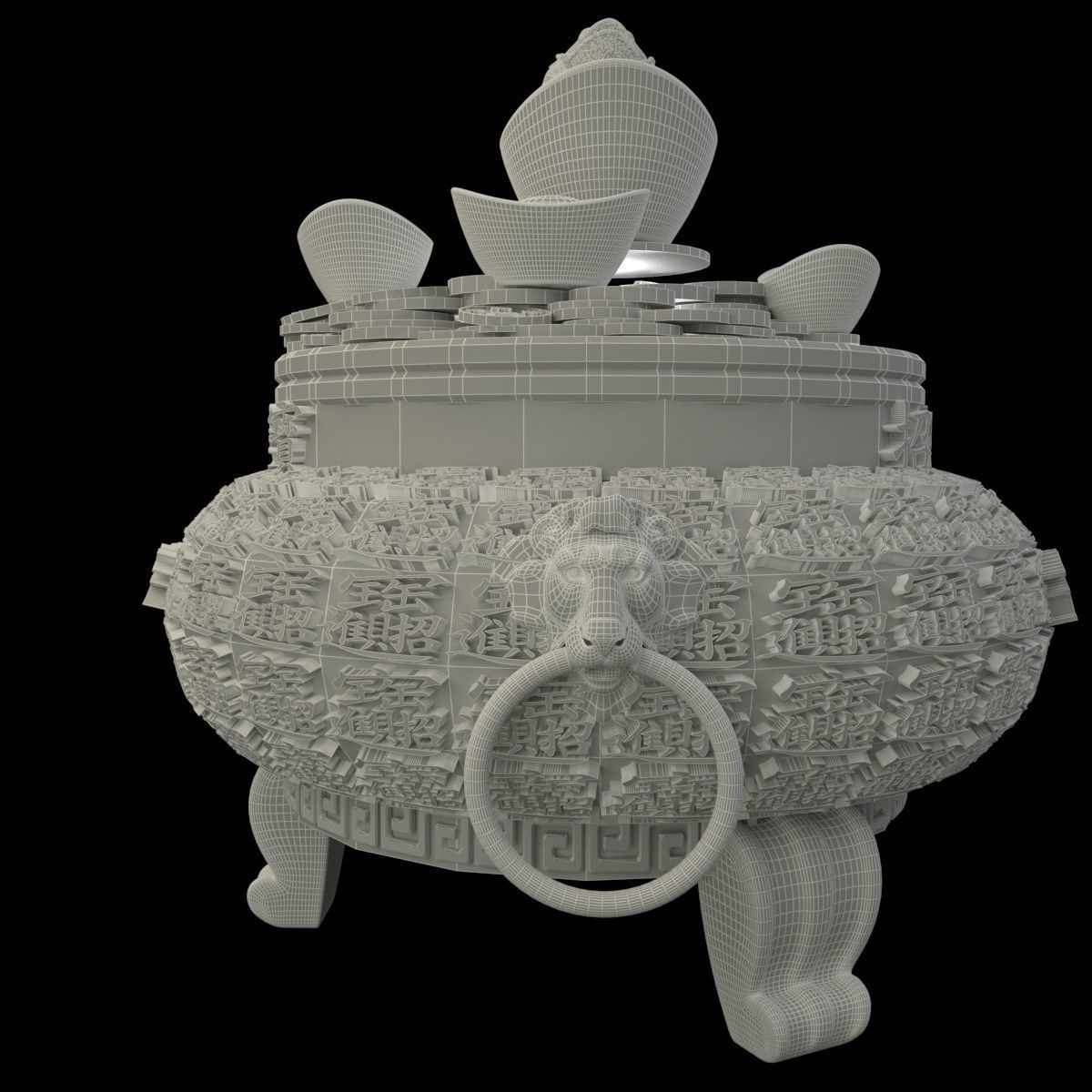 Chinese Gold Ingot 3D model_6