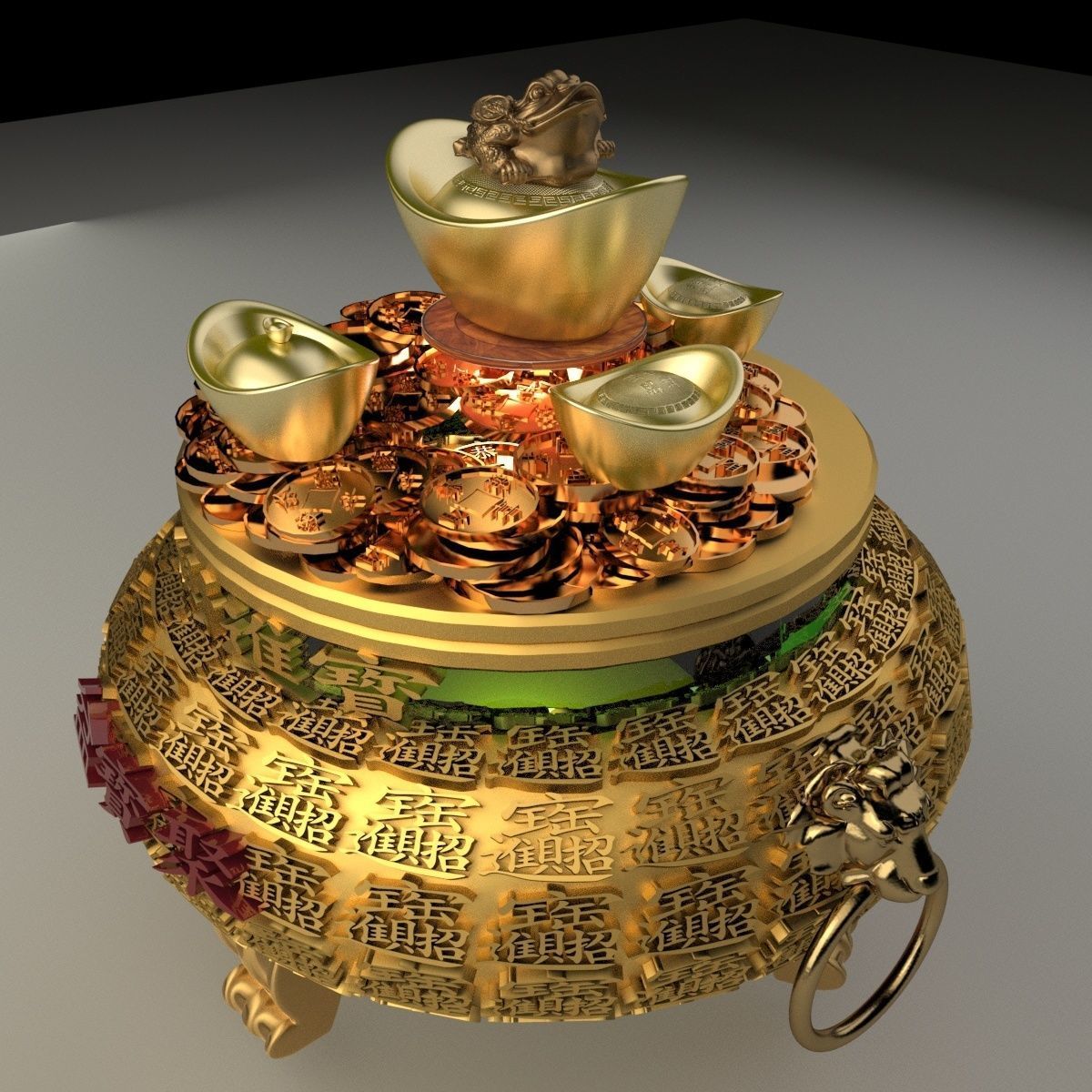 Chinese Gold Ingot 3D model_5