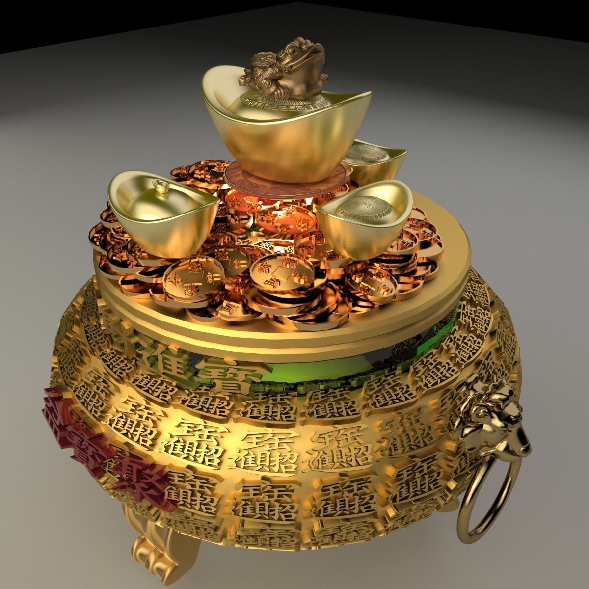 Chinese Gold Ingot 3D model_4