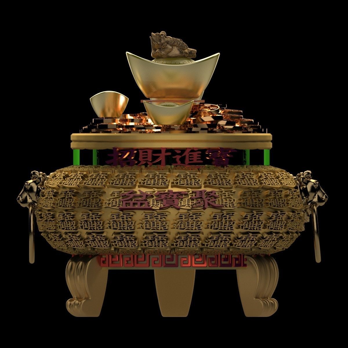 Chinese Gold Ingot 3D model_3