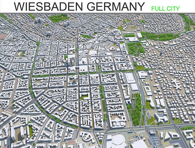 Wiesbaden Germany 50km Low-poly 3D model