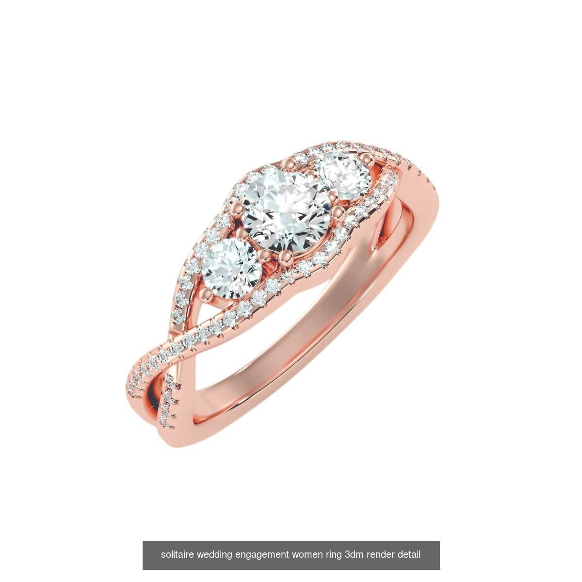 56 Twist Shank Arm solitaire wedding engagement women ring 3D Model Collection_14