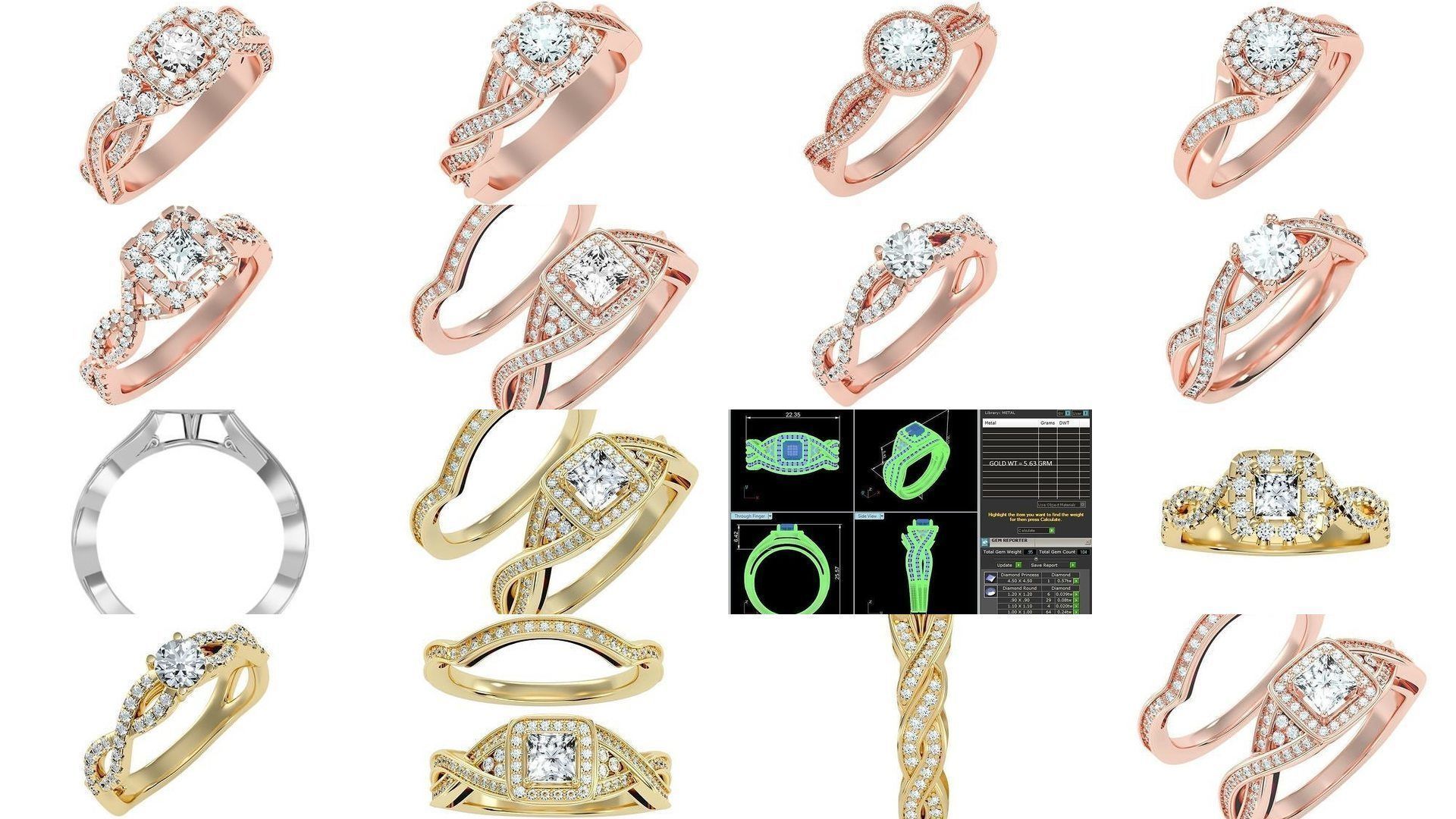 56 Twist Shank Arm solitaire wedding engagement women ring 3D Model Collection_2