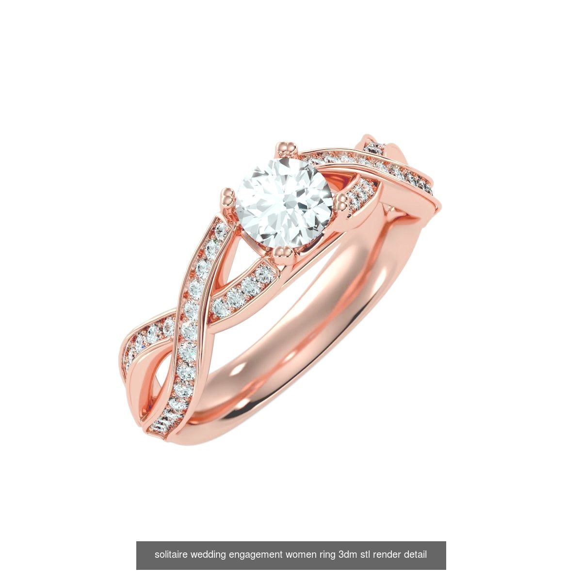 56 Twist Shank Arm solitaire wedding engagement women ring 3D Model Collection_58