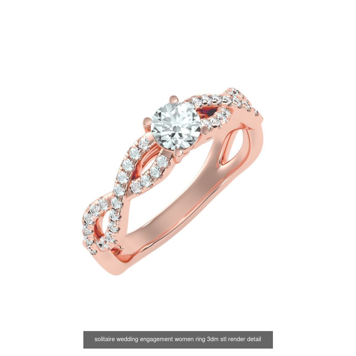 56 Twist Shank Arm solitaire wedding engagement women ring 3D Model Collection_57