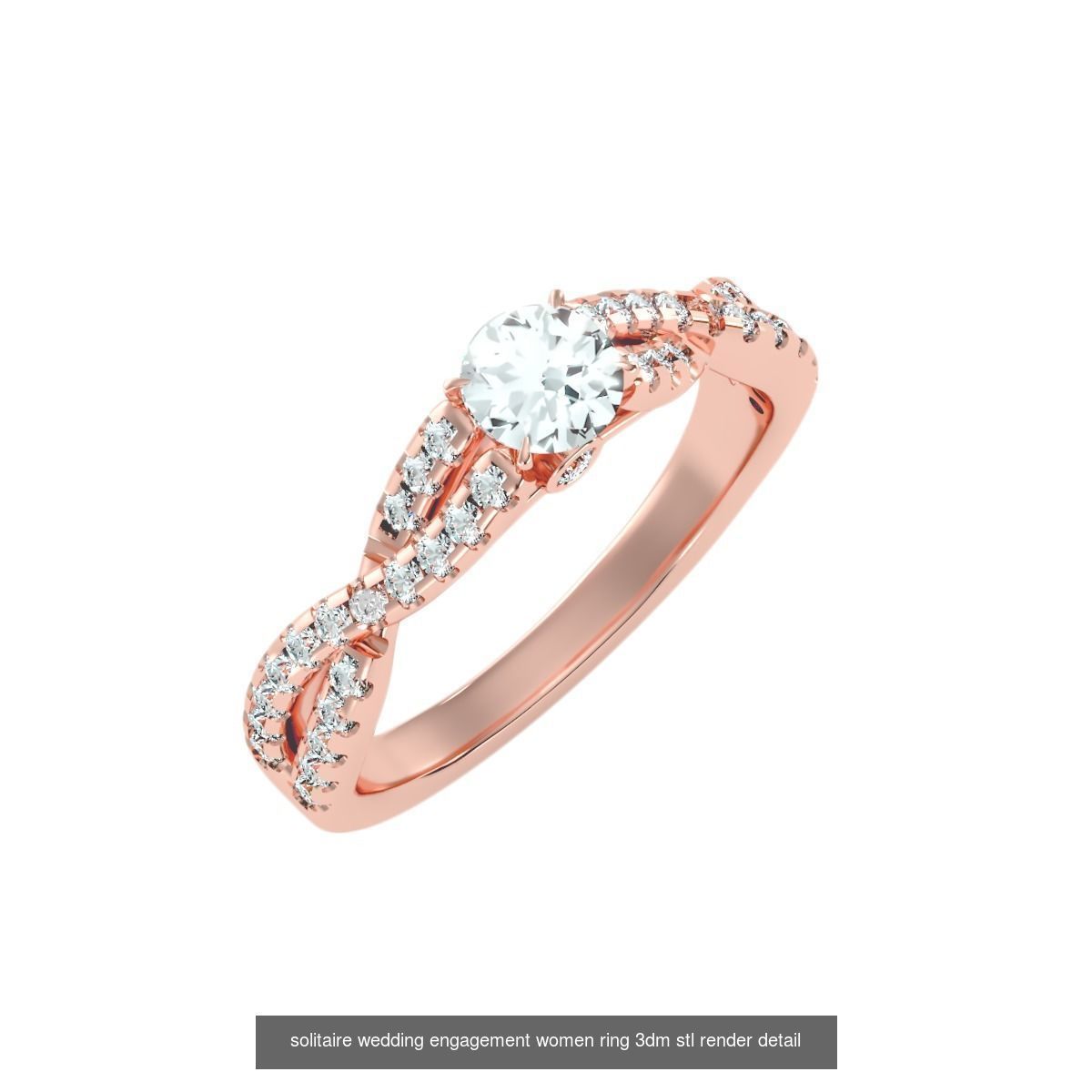 56 Twist Shank Arm solitaire wedding engagement women ring 3D Model Collection_39