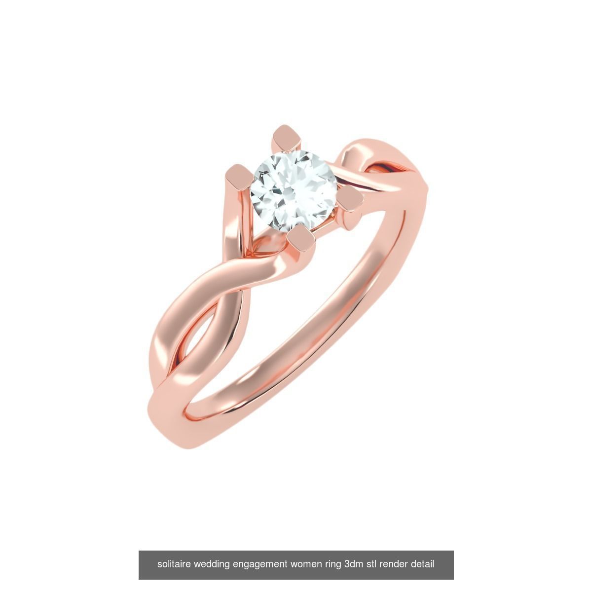 56 Twist Shank Arm solitaire wedding engagement women ring 3D Model Collection_35