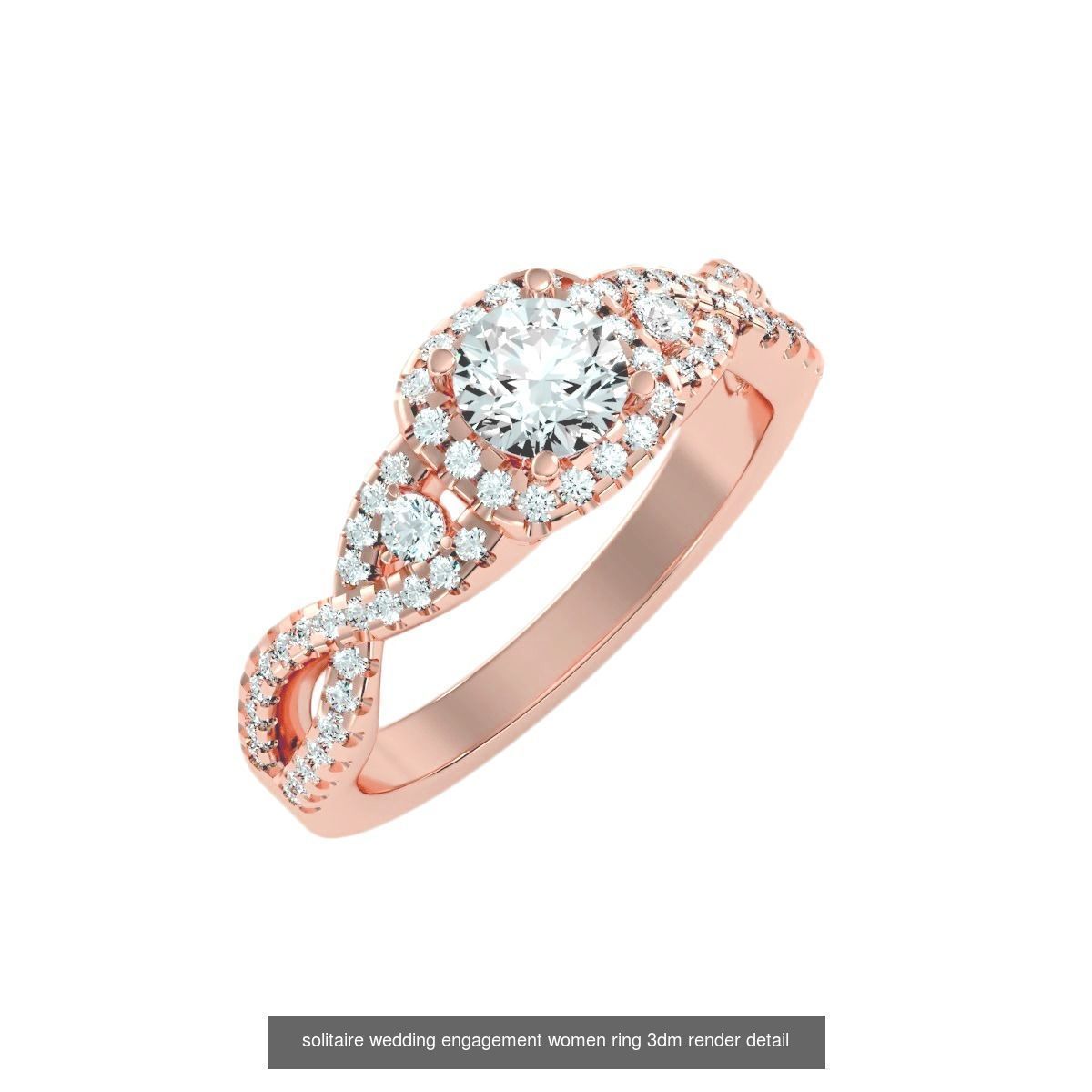 56 Twist Shank Arm solitaire wedding engagement women ring 3D Model Collection_29