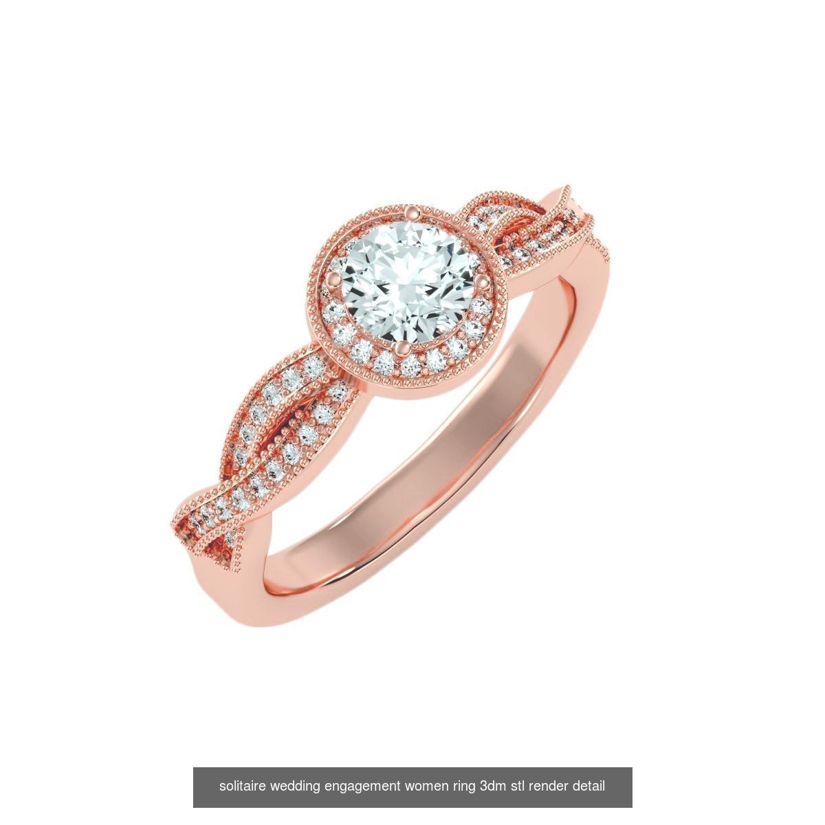 56 Twist Shank Arm solitaire wedding engagement women ring 3D Model Collection_53