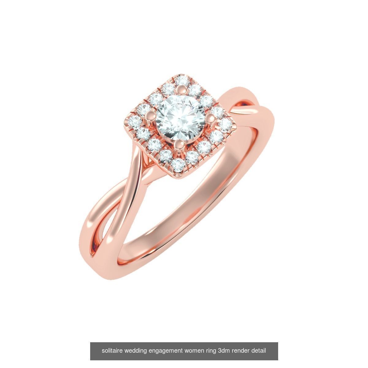 56 Twist Shank Arm solitaire wedding engagement women ring 3D Model Collection_8