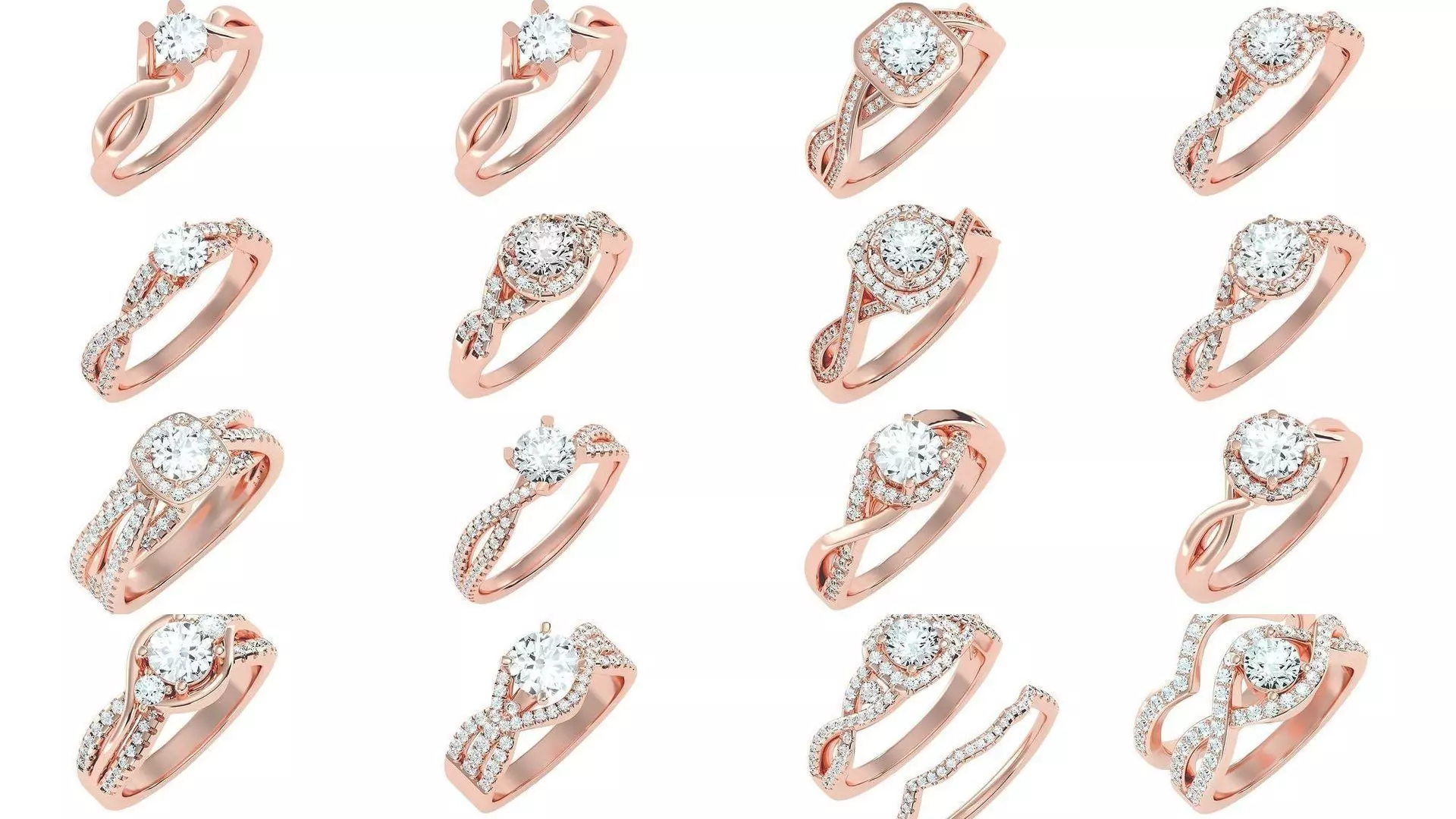 56 Twist Shank Arm solitaire wedding engagement women ring 3D Model Collection_0