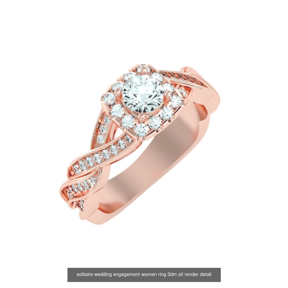 56 Twist Shank Arm solitaire wedding engagement women ring 3D Model Collection_52