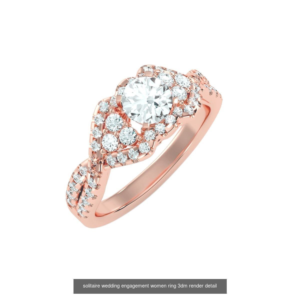 56 Twist Shank Arm solitaire wedding engagement women ring 3D Model Collection_3