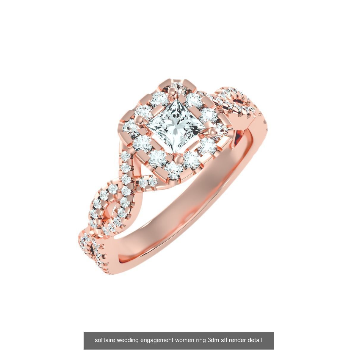 56 Twist Shank Arm solitaire wedding engagement women ring 3D Model Collection_55