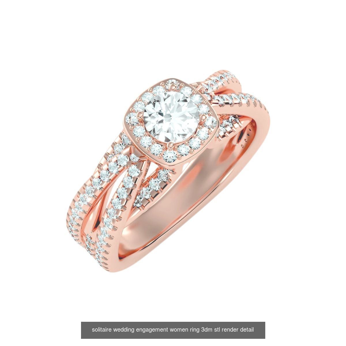 56 Twist Shank Arm solitaire wedding engagement women ring 3D Model Collection_43