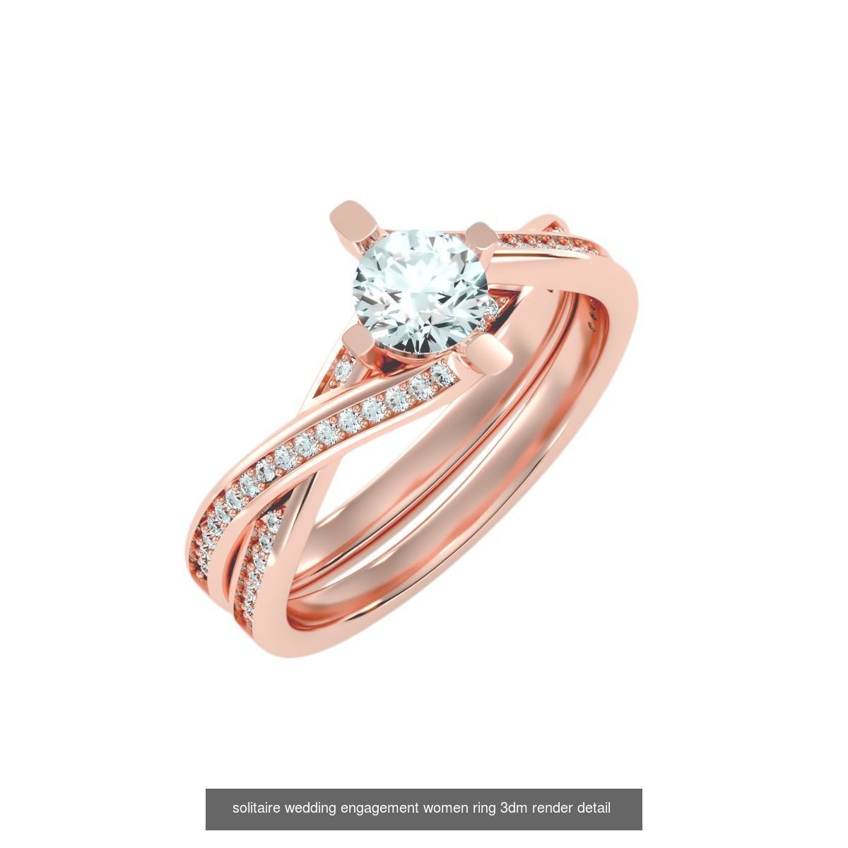 56 Twist Shank Arm solitaire wedding engagement women ring 3D Model Collection_16