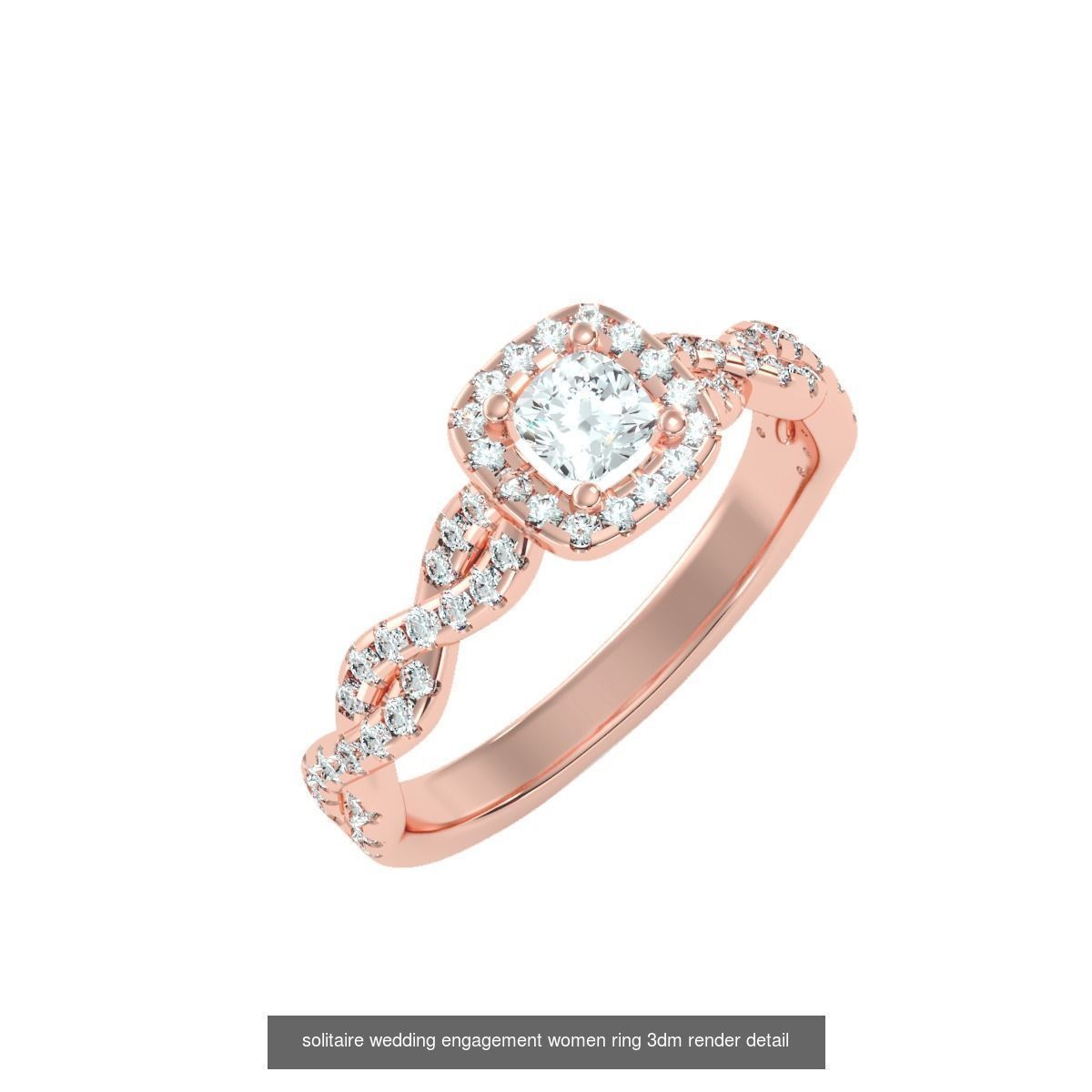 56 Twist Shank Arm solitaire wedding engagement women ring 3D Model Collection_18
