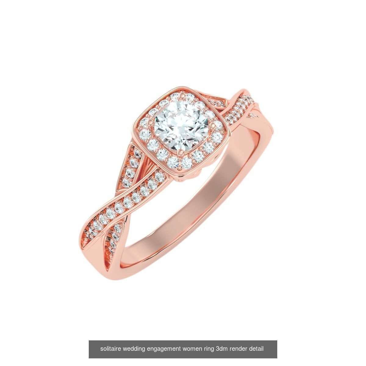 56 Twist Shank Arm solitaire wedding engagement women ring 3D Model Collection_22