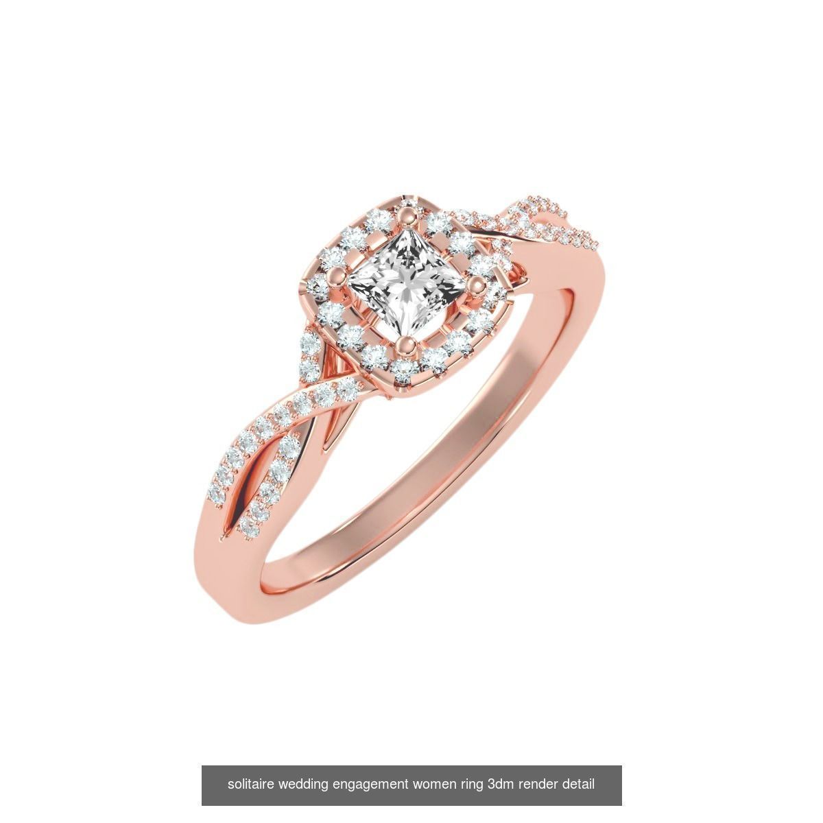 56 Twist Shank Arm solitaire wedding engagement women ring 3D Model Collection_19
