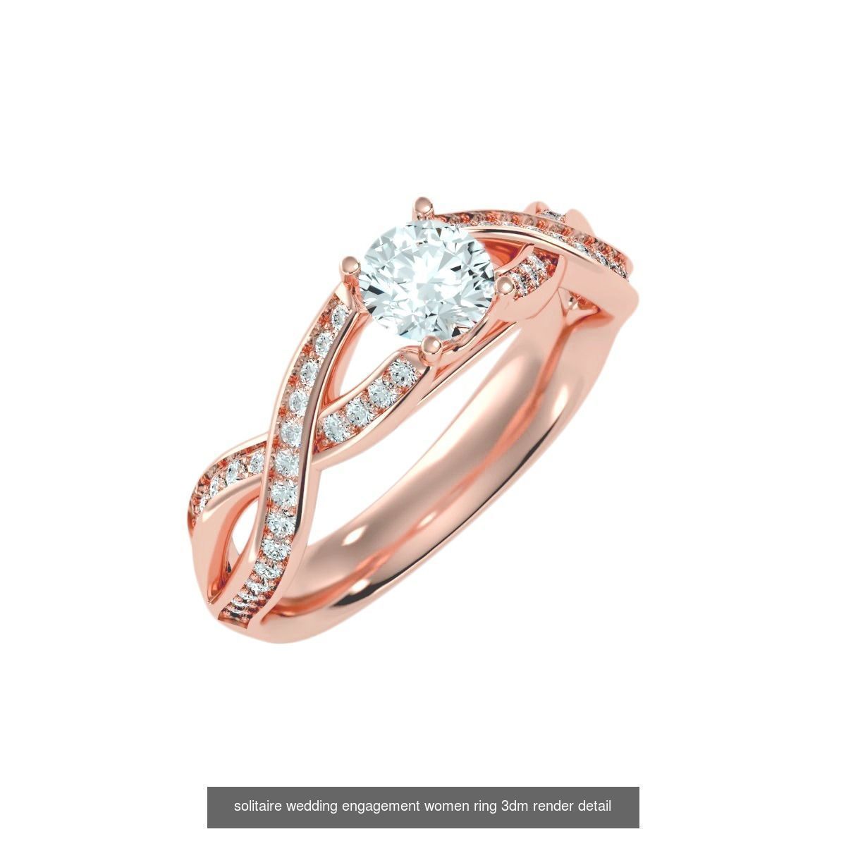 56 Twist Shank Arm solitaire wedding engagement women ring 3D Model Collection_17