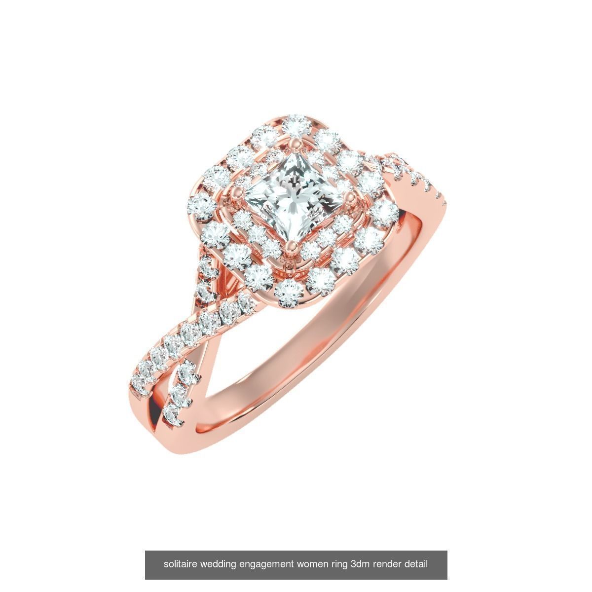 56 Twist Shank Arm solitaire wedding engagement women ring 3D Model Collection_34