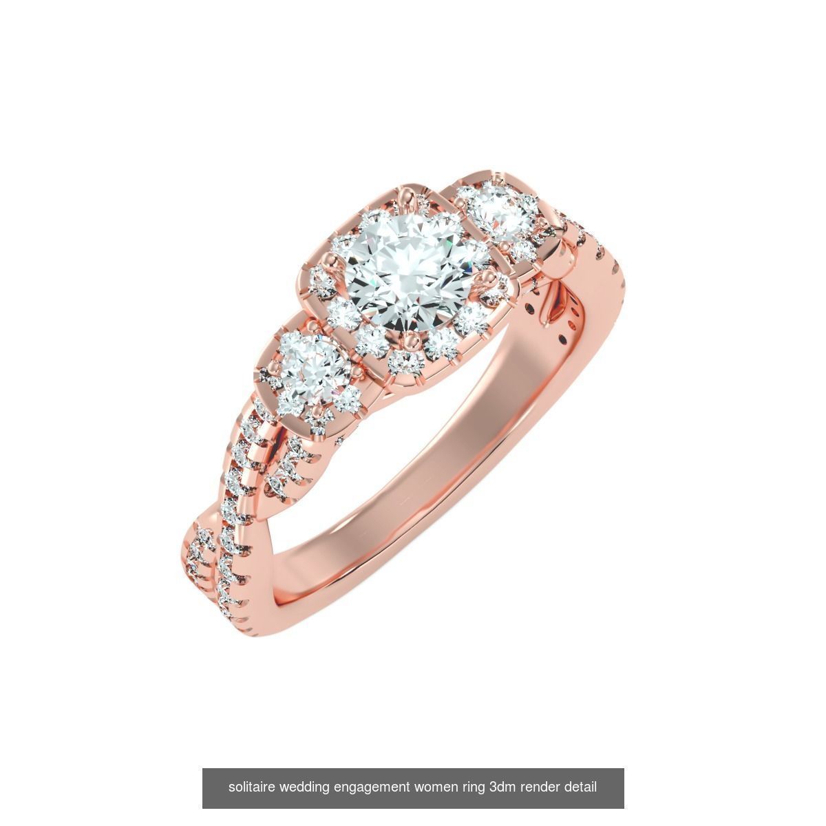 56 Twist Shank Arm solitaire wedding engagement women ring 3D Model Collection_13