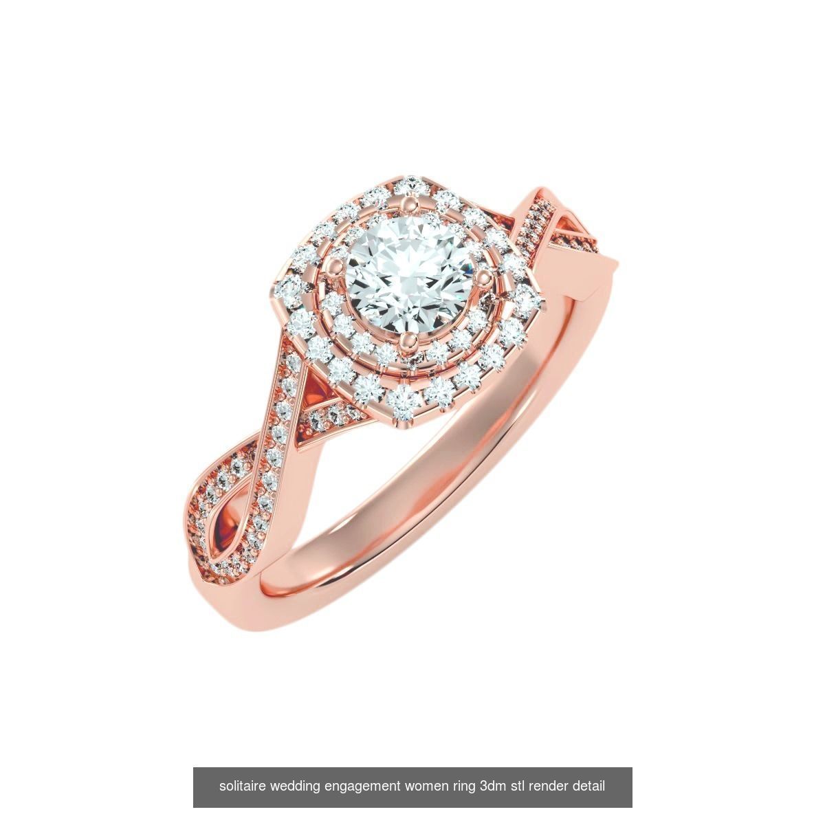56 Twist Shank Arm solitaire wedding engagement women ring 3D Model Collection_41