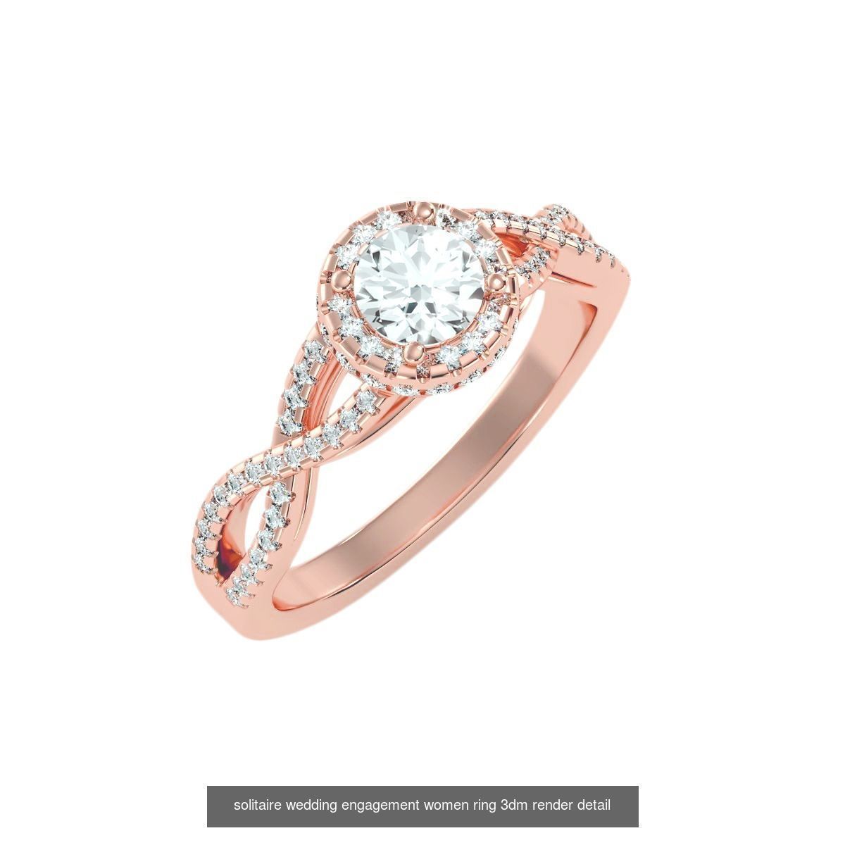 56 Twist Shank Arm solitaire wedding engagement women ring 3D Model Collection_31