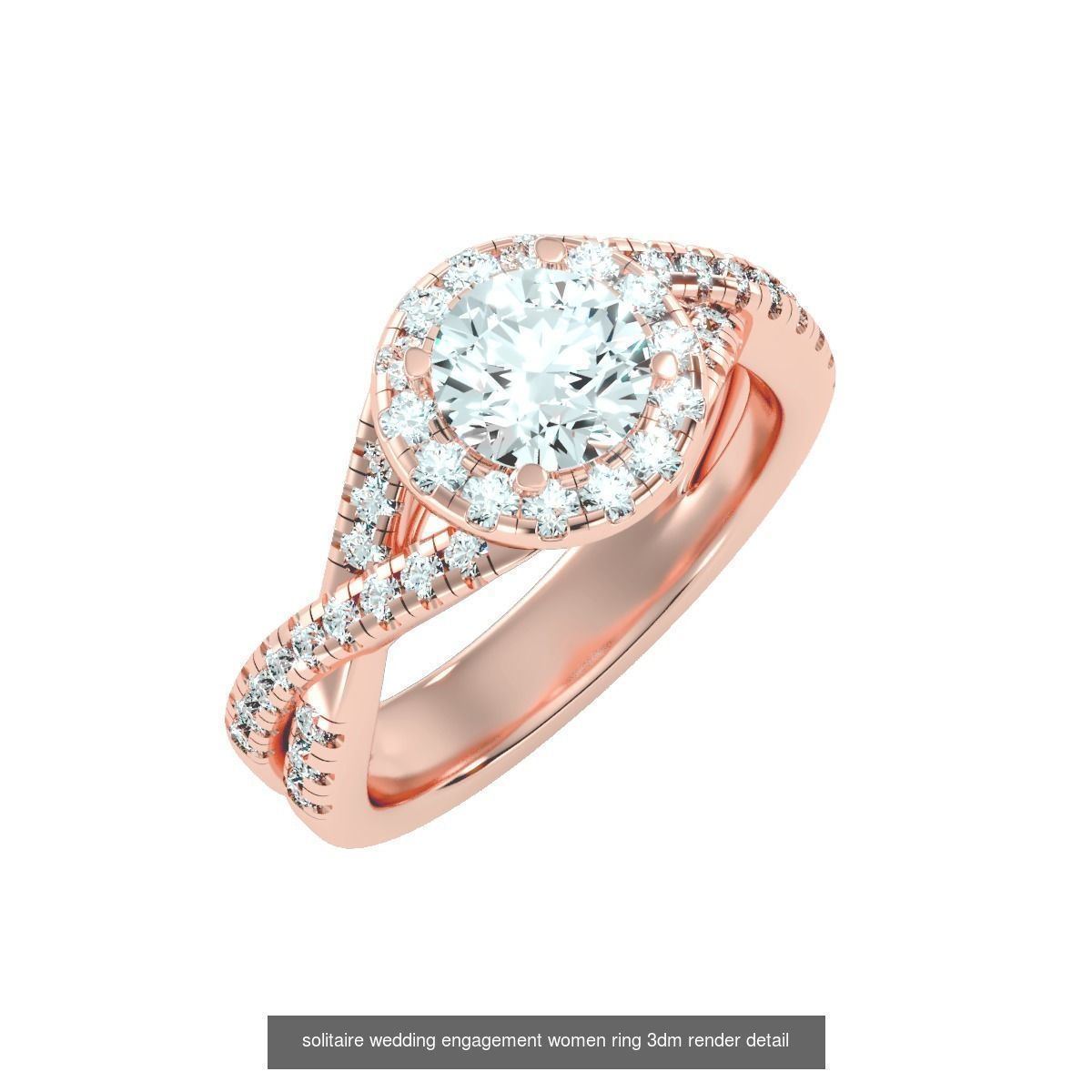 56 Twist Shank Arm solitaire wedding engagement women ring 3D Model Collection_32