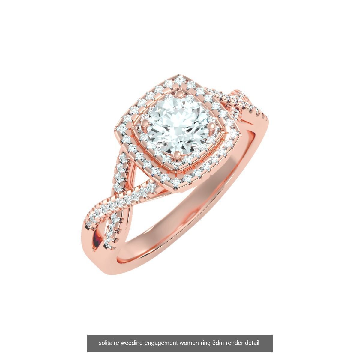56 Twist Shank Arm solitaire wedding engagement women ring 3D Model Collection_24