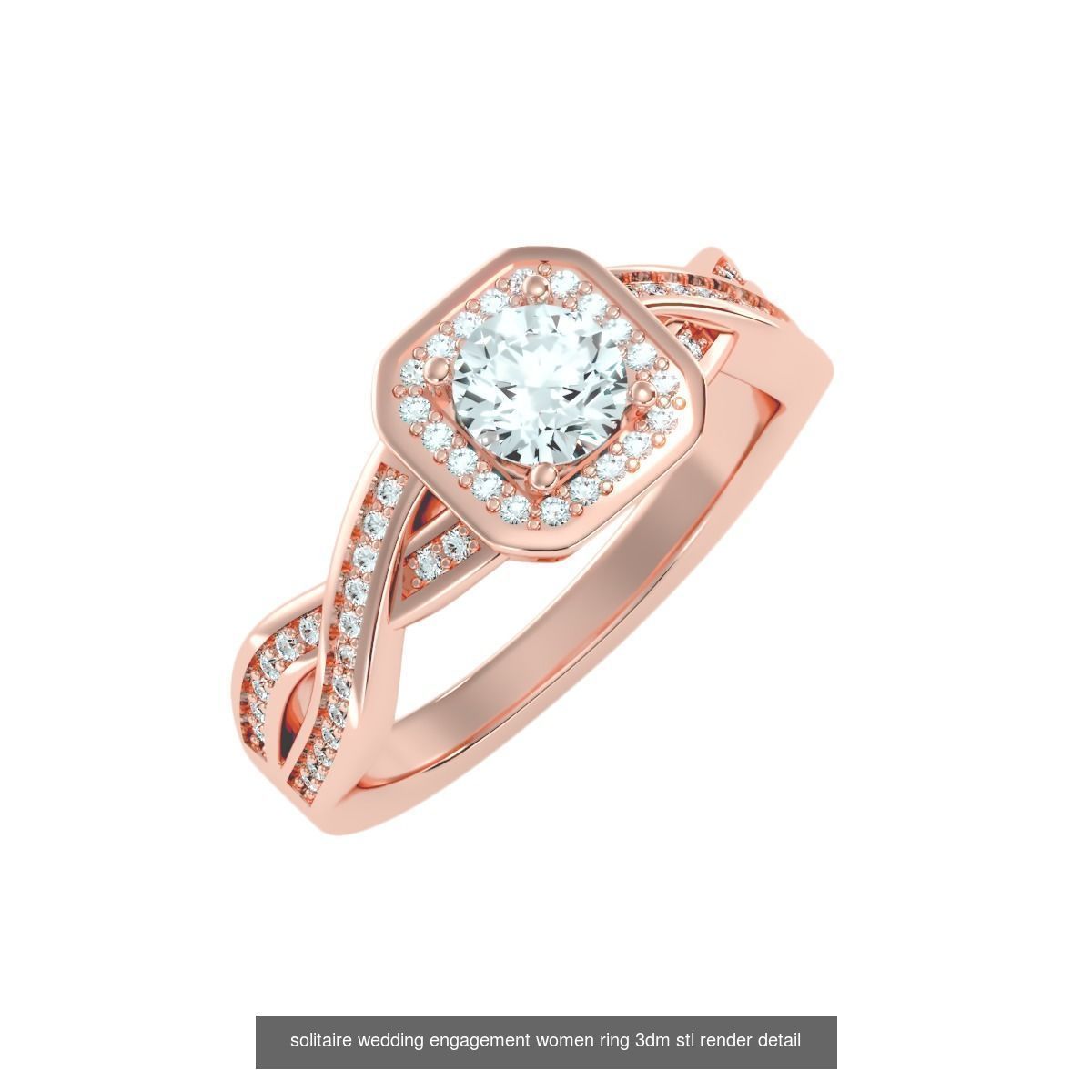 56 Twist Shank Arm solitaire wedding engagement women ring 3D Model Collection_37