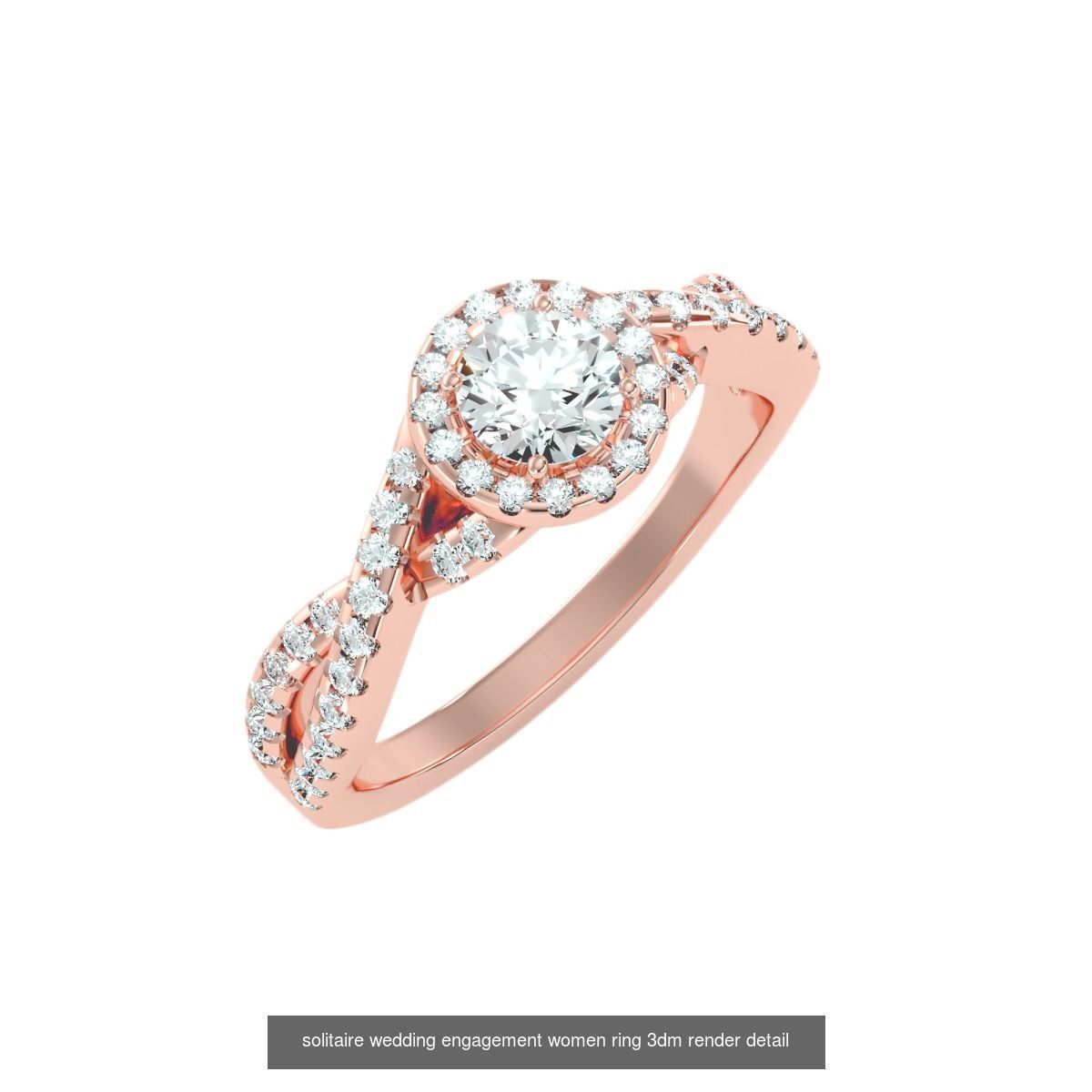 56 Twist Shank Arm solitaire wedding engagement women ring 3D Model Collection_21