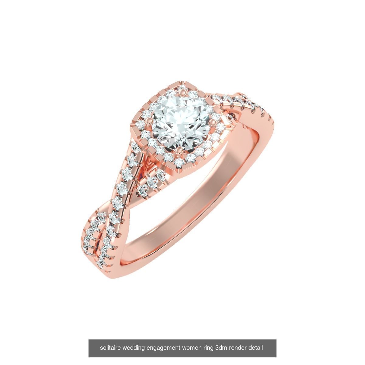 56 Twist Shank Arm solitaire wedding engagement women ring 3D Model Collection_26
