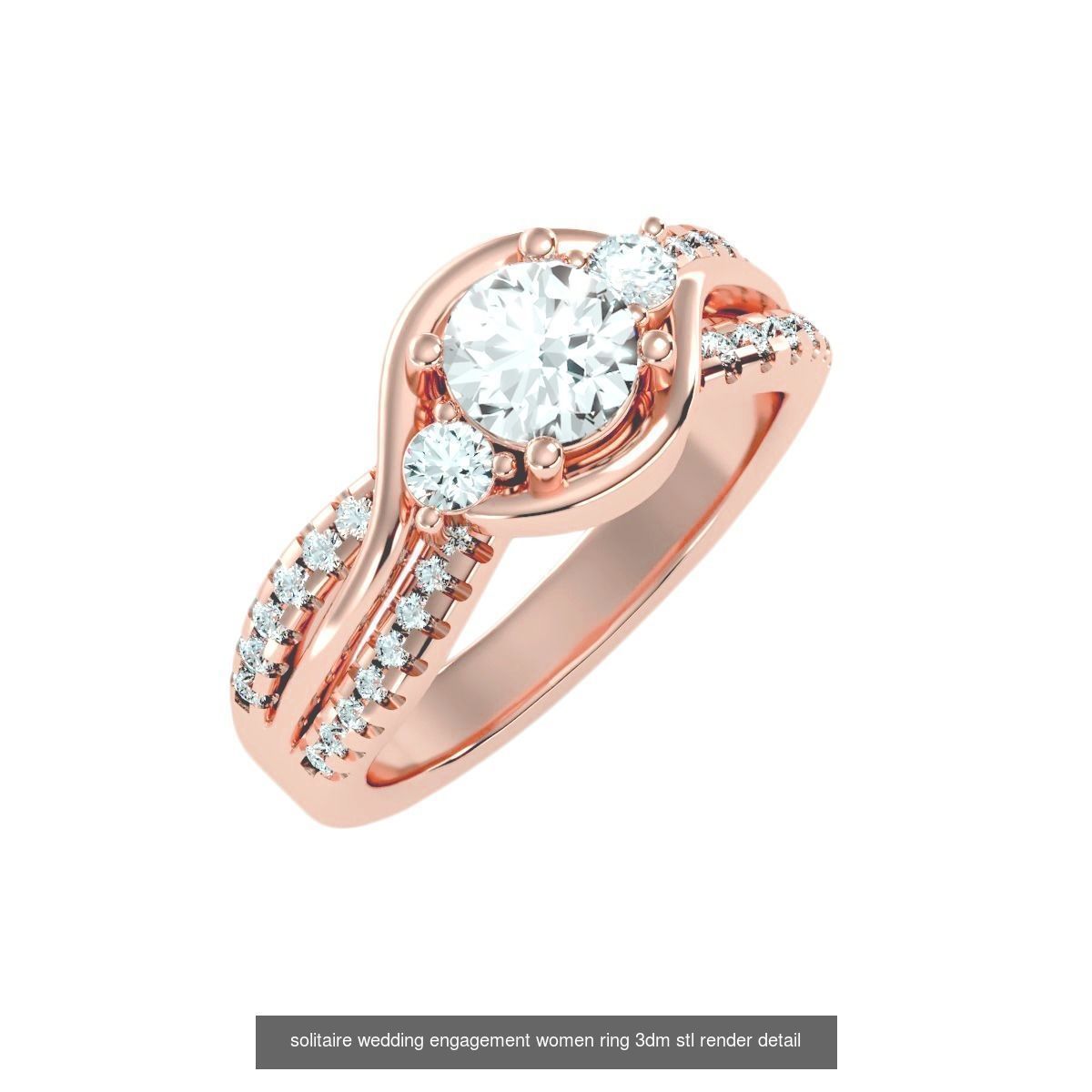 56 Twist Shank Arm solitaire wedding engagement women ring 3D Model Collection_47